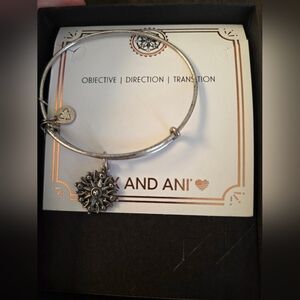 Alex and Ani Silver Compass Sunburst Charm Bangle